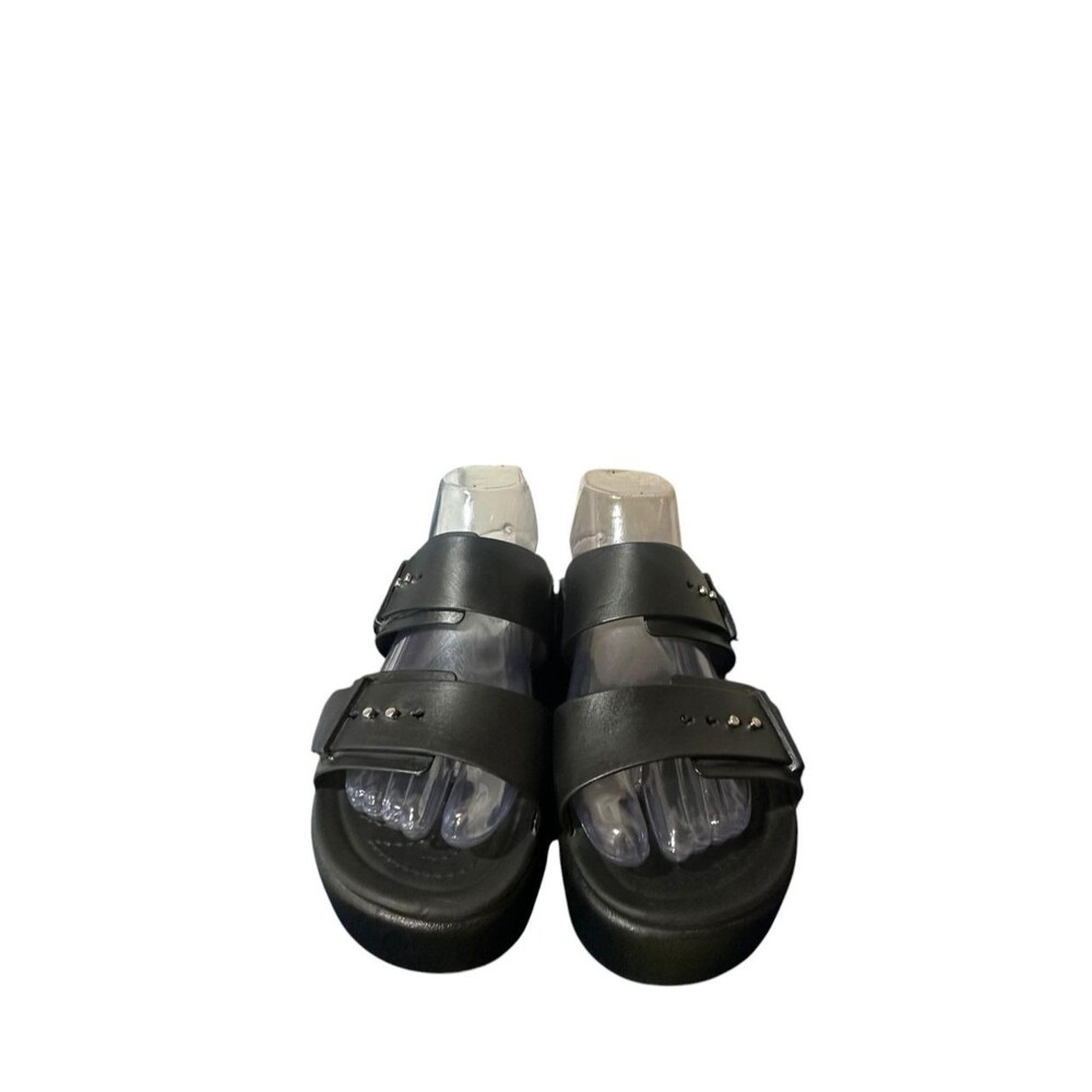 Crocs Brooklyn Buckle Low Wedge Black 207431-001 Women's Size 10 Used Boho